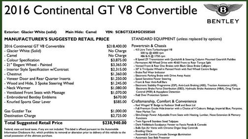 2016 Bentley Continental GT V8