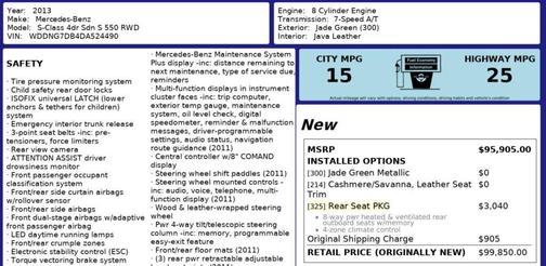 2013 Mercedes-Benz S-Class S 550 Sedan 4D