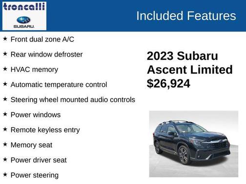 Crystal Black Silica 2023 Subaru Ascent Limited 8-Passenger