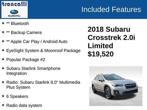 Ice Silver Metallic 2018 Subaru Crosstrek 2.0i Limited