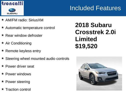Ice Silver Metallic 2018 Subaru Crosstrek 2.0i Limited