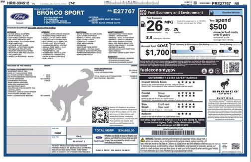 Carbonized Gray Metallic 2023 Ford Bronco Sport Big Bend