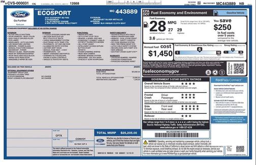 Silver Metallic 2021 Ford EcoSport SE