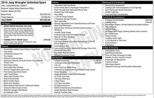 2016 Jeep Wrangler Unlimited Sport
