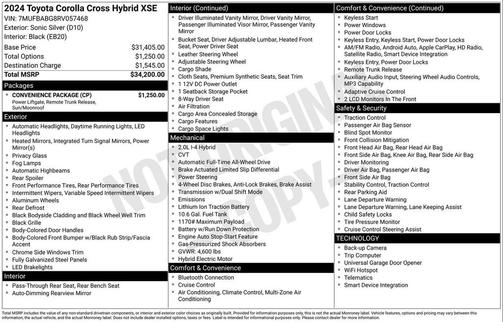 Silver 2024 Toyota Corolla Cross Hybrid