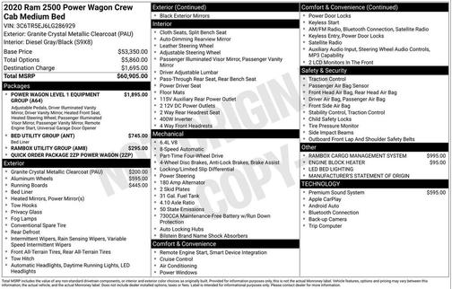Granite Crystal Metallic Clearcoat 2020 RAM 2500 Power Wagon