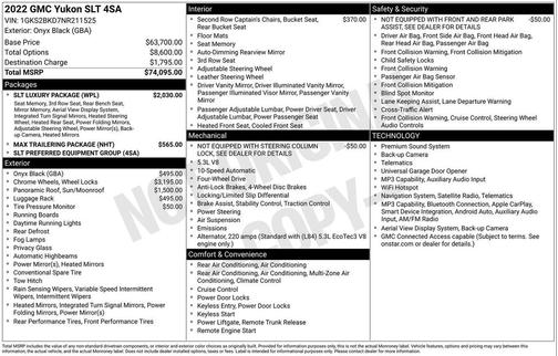 Onyx Black 2022 GMC Yukon SLT