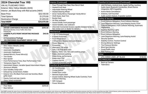Yellow Metallic 2024 Chevrolet Trax FWD 1RS