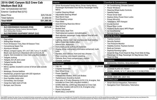 2016 GMC Canyon SLE