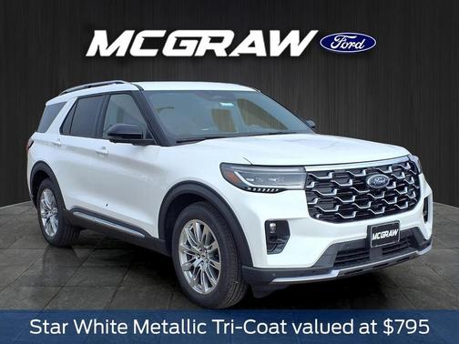 Star White Metallic Tri-Coat 2026 Ford Explorer Platinum