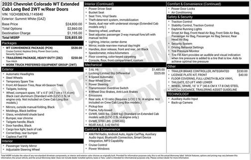 Summit White 2020 Chevrolet Colorado WT