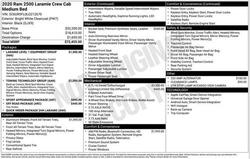 2020 RAM 2500 Laramie Crew Cab 4X4 6'4' Box