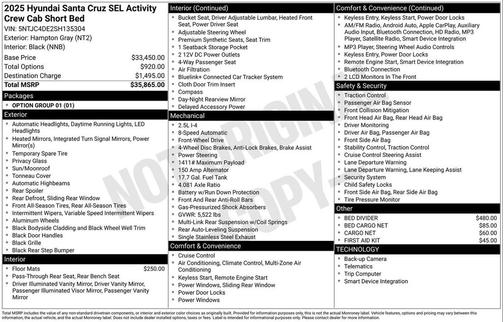 2025 Hyundai SANTA CRUZ SEL Activity