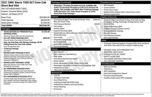 Summit White 2021 GMC Sierra 1500 SLT