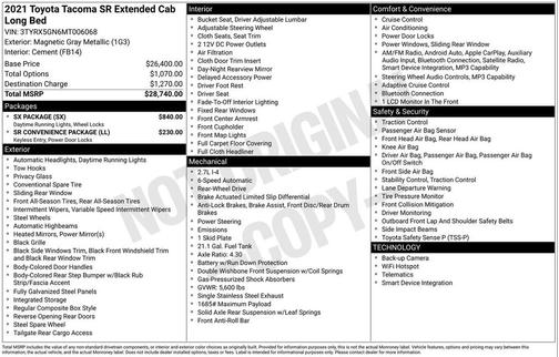 Magnetic Gray Metallic 2021 Toyota Tacoma SR