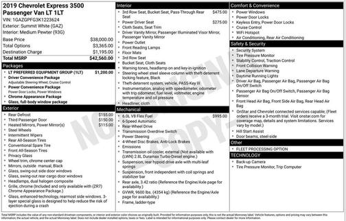 Summit White 2019 Chevrolet Express 3500 LT