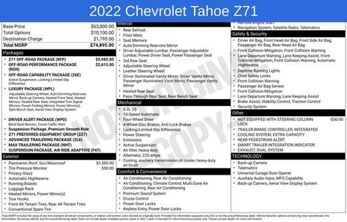 Midnight Blue Metallic 2022 Chevrolet Tahoe Z71