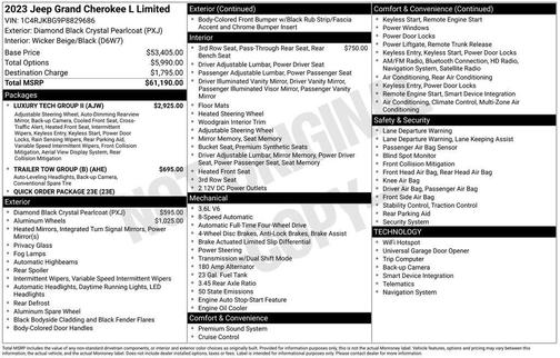 Diamond Black 2023 Jeep Grand Cherokee L Limited