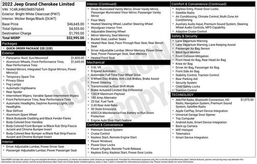 Bright White Clearcoat 2022 Jeep Grand Cherokee Limited