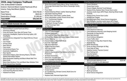 Diamond Black 2026 Jeep Compass Trailhawk