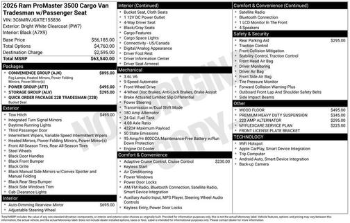 Bright White 2026 RAM ProMaster 3500 High Roof