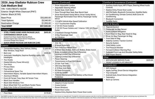 Bright White 2026 Jeep Gladiator Rubicon