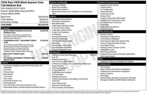 Bright White 2026 RAM 2500 Tradesman