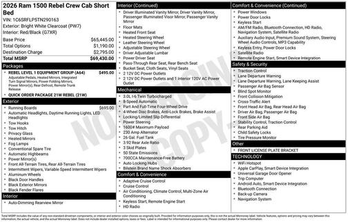 Bright White Clearcoat 2026 RAM 1500 Rebel