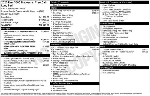 Granite Crystal Clearcoat Metallic 2020 RAM 3500 Tradesman