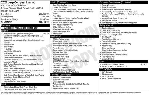 Diamond Black 2026 Jeep Compass Limited