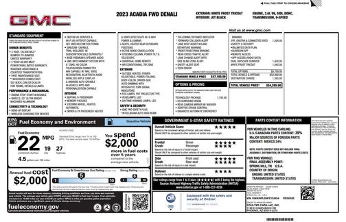 White Frost Tricoat 2023 GMC Acadia Denali