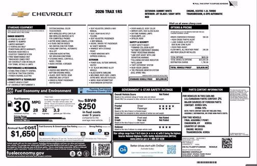 Summit White 2026 Chevrolet Trax FWD 1RS