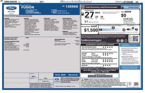 Blue Metallic 2020 Ford Fusion SE