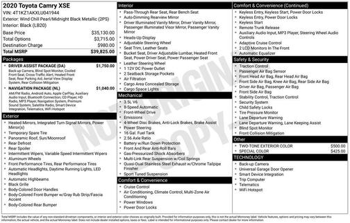2020 Toyota Camry XSE V6
