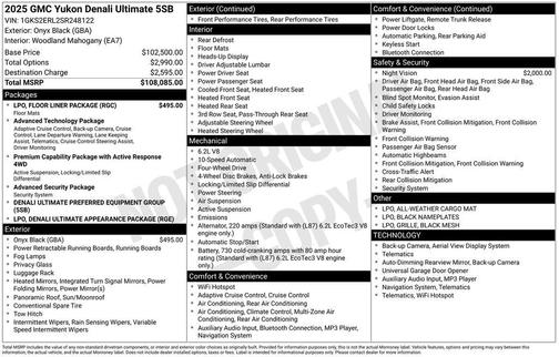 Onyx Black 2025 GMC Yukon Denali Ultimate