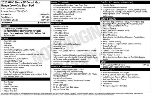 Summit White 2025 GMC Sierra EV Denali