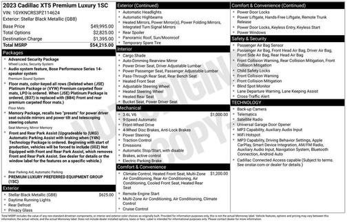 Stellar Black Metallic 2023 Cadillac XT5 Premium Luxury