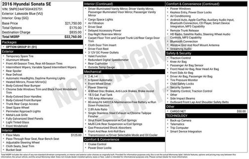 2016 Hyundai SONATA SE