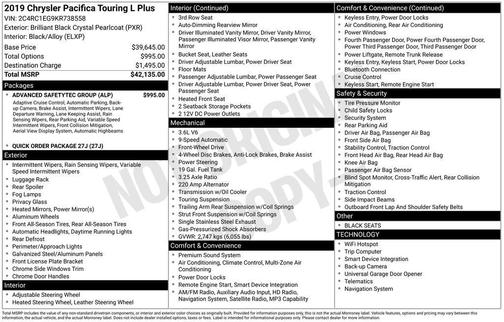 2019 Chrysler Pacifica Touring-L Plus