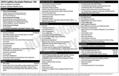 2020 Cadillac Escalade Platinum