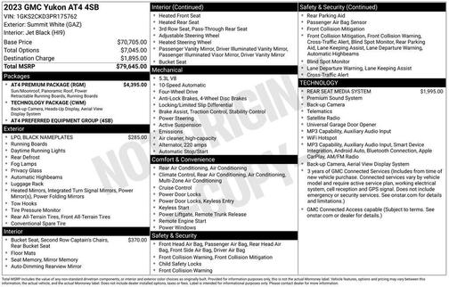 Summit White 2023 GMC Yukon AT4