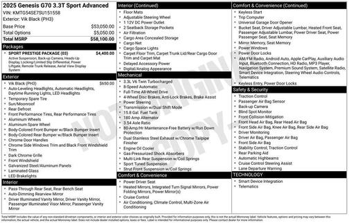 2025 Genesis G70 3.3T Sport Advanced