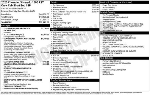 Northsky Blue Metallic 2020 Chevrolet Silverado 1500 RST