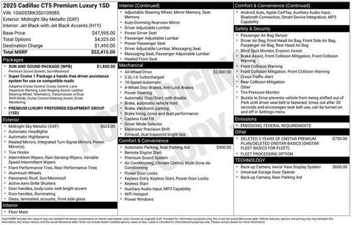 2025 Cadillac CT5 Premium Luxury AWD