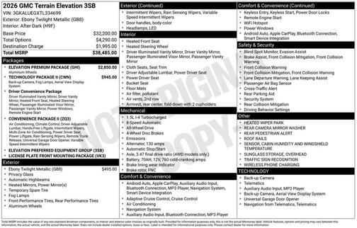 2026 GMC Terrain AWD Elevation