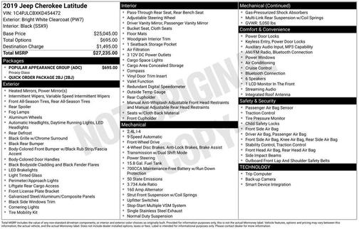 Bright White Clearcoat 2019 Jeep Cherokee Latitude