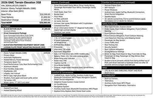 2026 GMC Terrain AWD Elevation
