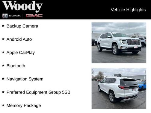 White Frost Tricoat 2024 GMC Acadia Denali