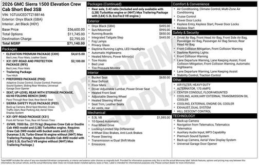 Onyx Black 2026 GMC Sierra 1500 Elevation
