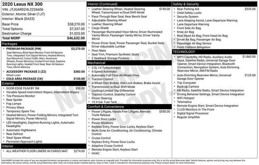 Atomic Silver 2020 Lexus NX 300 Base